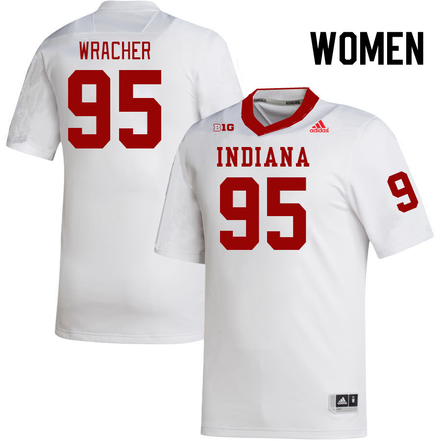 Women #95 Sean Wracher Indiana Hoosiers College Football Jerseys Stitched-White